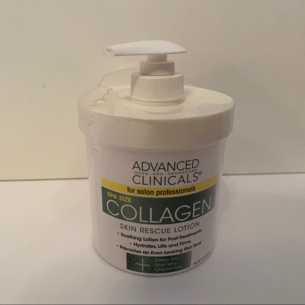 ADVANCED CLINICALS SKIN RESCUE LOTION COLLAGEN NEW SPA SIZE PUMP MOISTURE 16 Oz